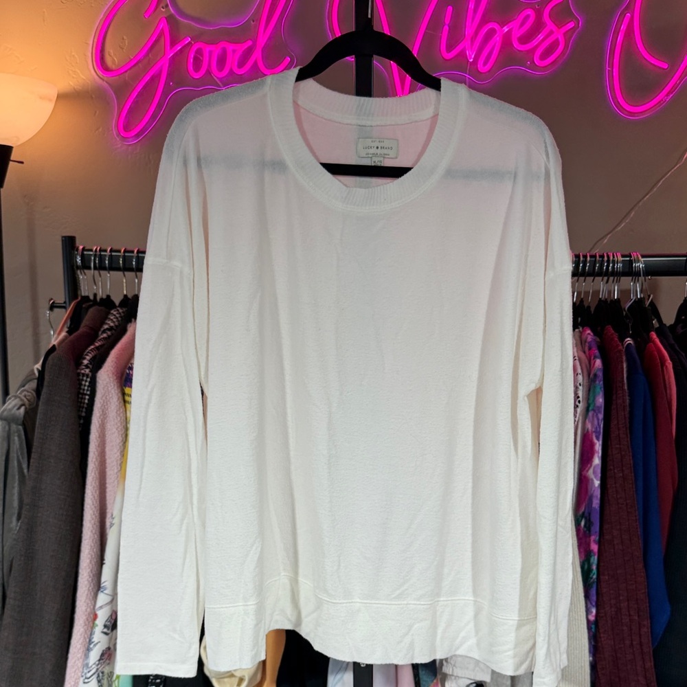 Lucky Brand White Long Sleeve Sweater